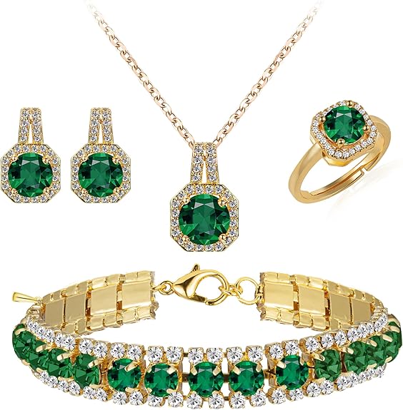 4pcs Cubic Zirconia Wedding Jewelry Sets for Bride Bridesmaid Cubic