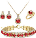 4pcs Cubic Zirconia Wedding Jewelry Sets for Bride Bridesmaid Cubic